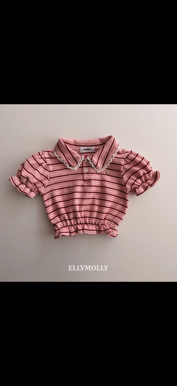 Frill Collar Stripe Top