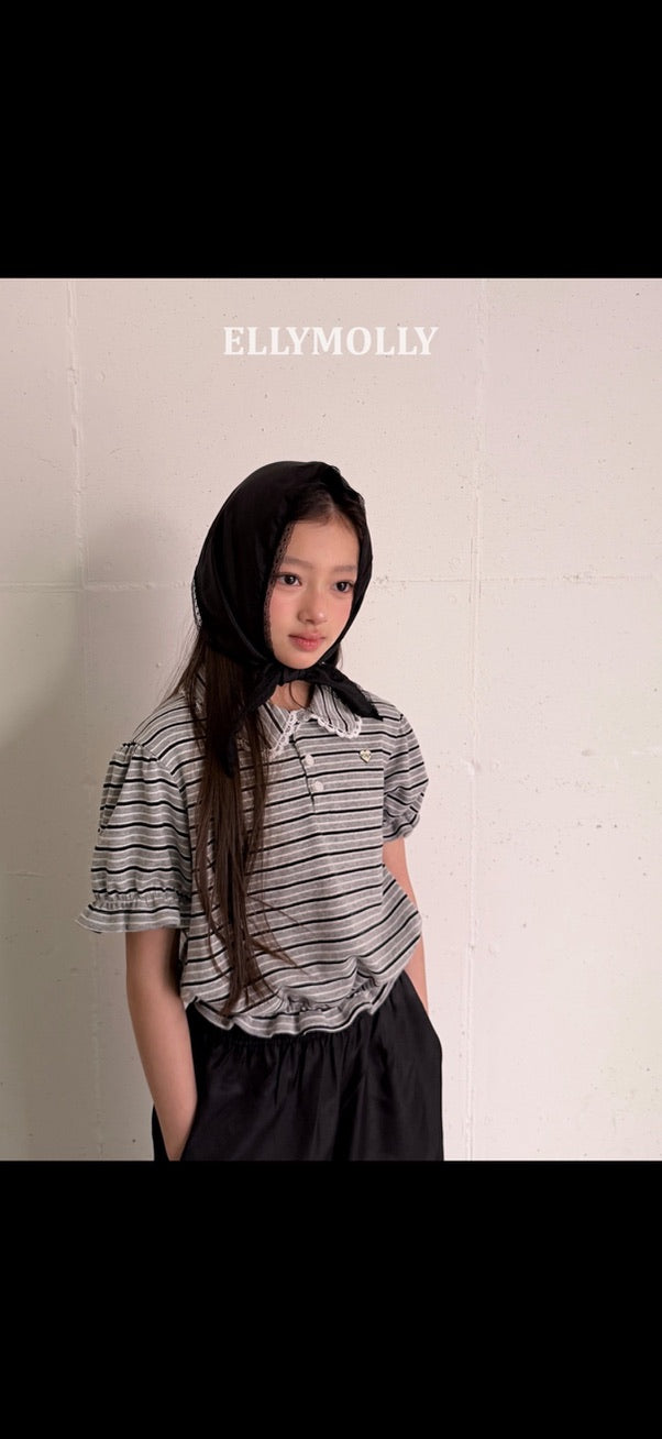 Frill Collar Stripe Top