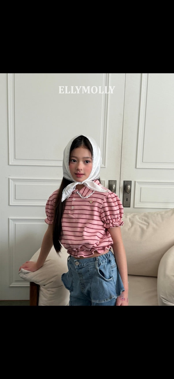 Frill Collar Stripe Top