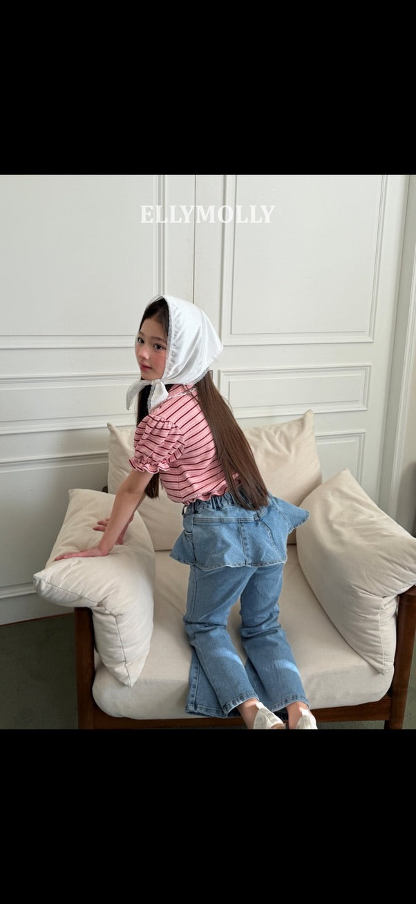 Frill Collar Stripe Top