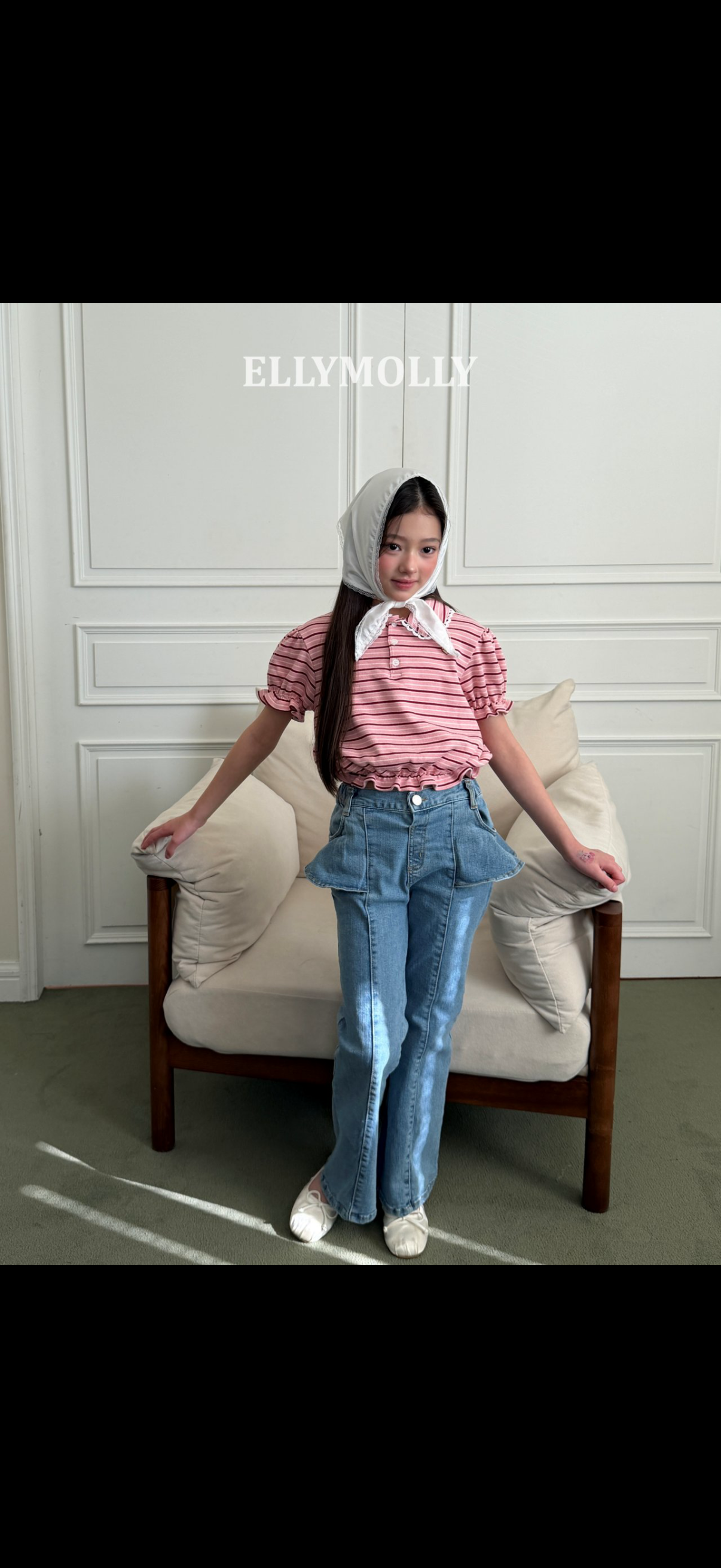 Frill Collar Stripe Top